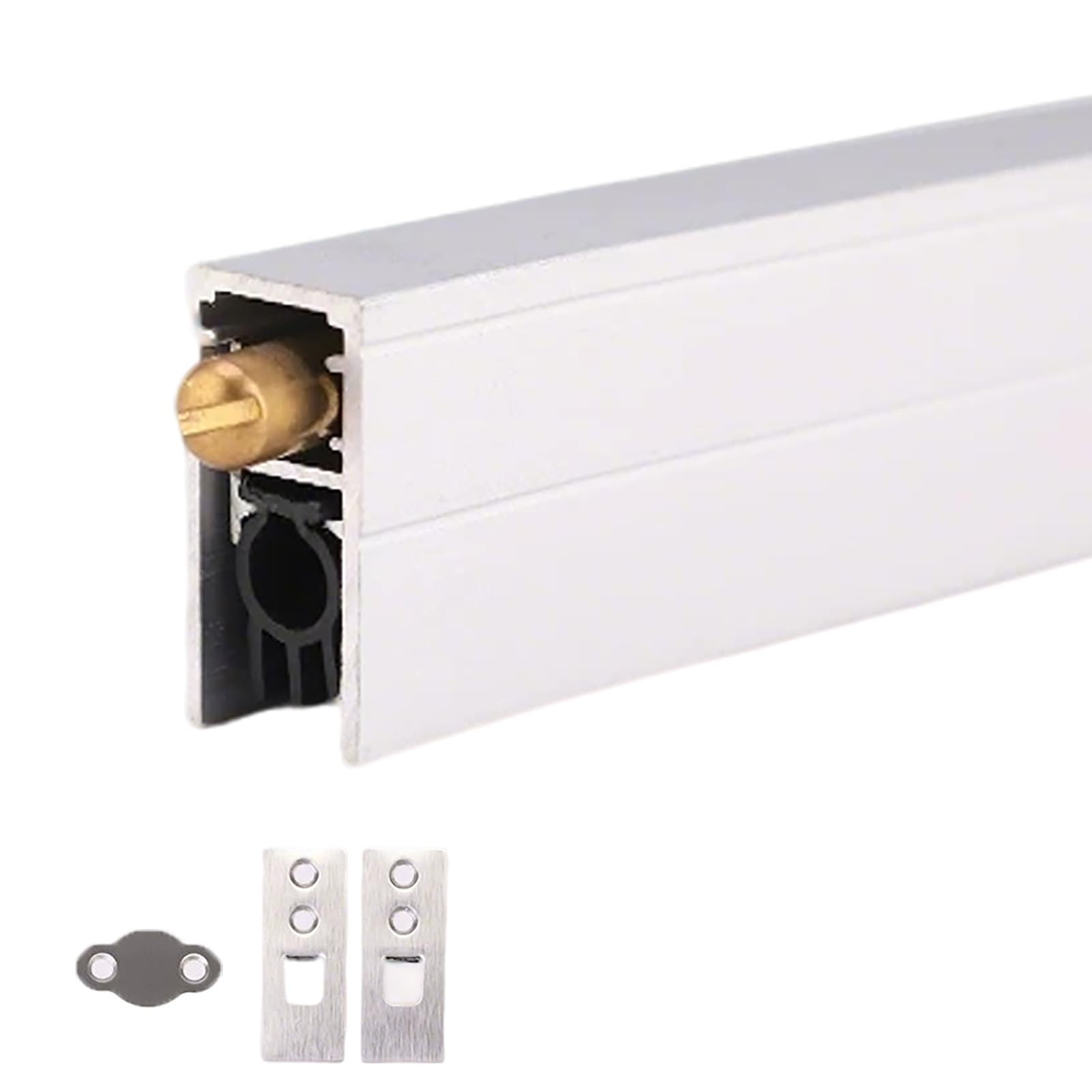 Recessed Automatic Door Sweeping Floor Strip, Custom Aluminum Auto Lift Soundproofing Seal, Drop Down Bottom Gap Noise Blocker, DIY Door Stopper(51in/130cm)