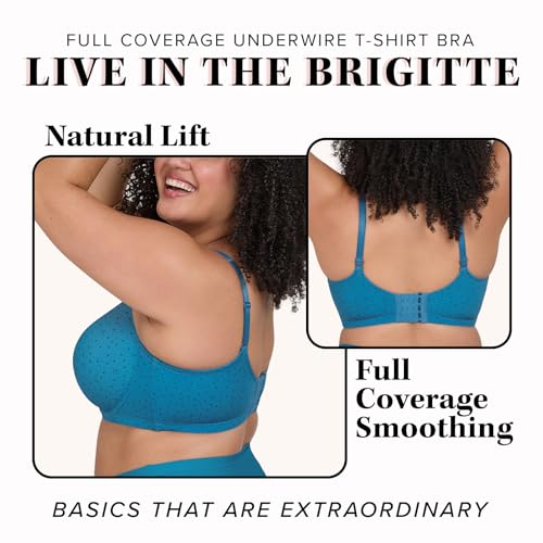 Image of Leading Lady, Brigitte Full Coverage, Underwire, Lightly Padded T-Shirt Bra, Side & Back Smoothing, Adjustable Straps,36A-54G