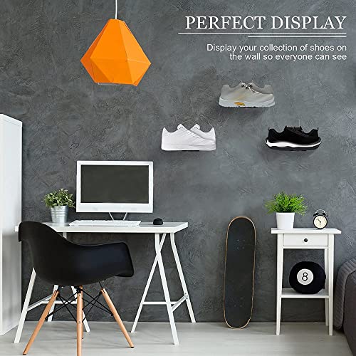 Floating Shoe Display (Wall Mount) for Displaying Shoes, Black Sneaker Shelves to Display and Showcase Your Top Collection Shoes, Shop Shoe Wall Shelf, Room Decor,Acrylic Shoe Organizer(Set of 6)