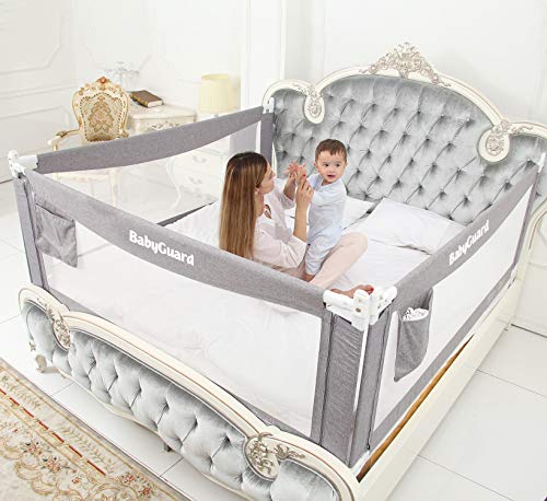 BabyGuard Bed Rails for Toddlers - Extra Long and Tall Specially Designed Perfect Fit for Twin, Full, Queen, King & California King Bed Mattress (3 Side, King)