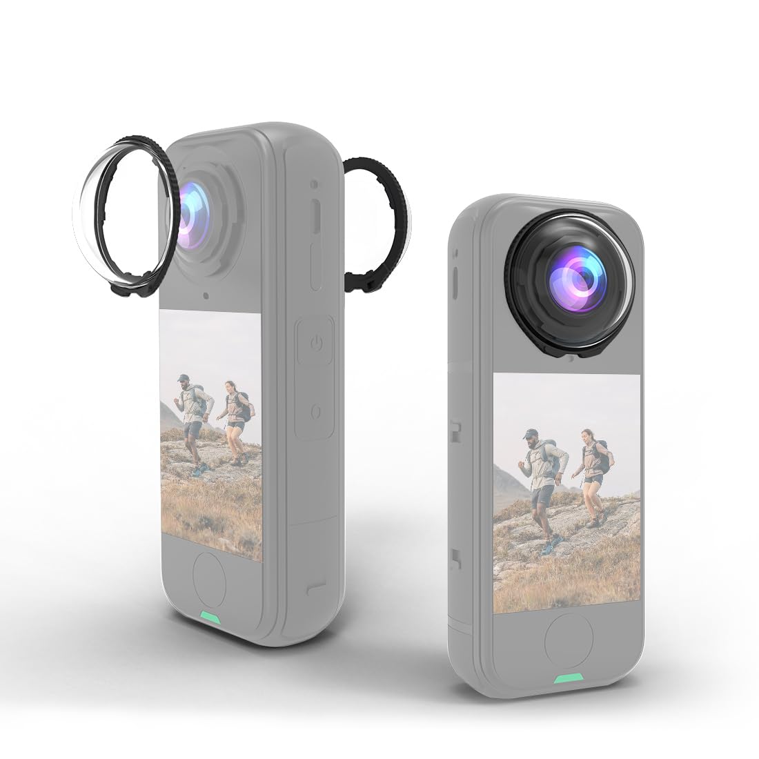 PULUZ Protezione per obiettivo Insta 360 X4 Air, protezione in vetro ottico di alta qualità, copertura antigraffio con durezza 9H, trasmissione della luce al 98%, copriobiettivo rotante di facile