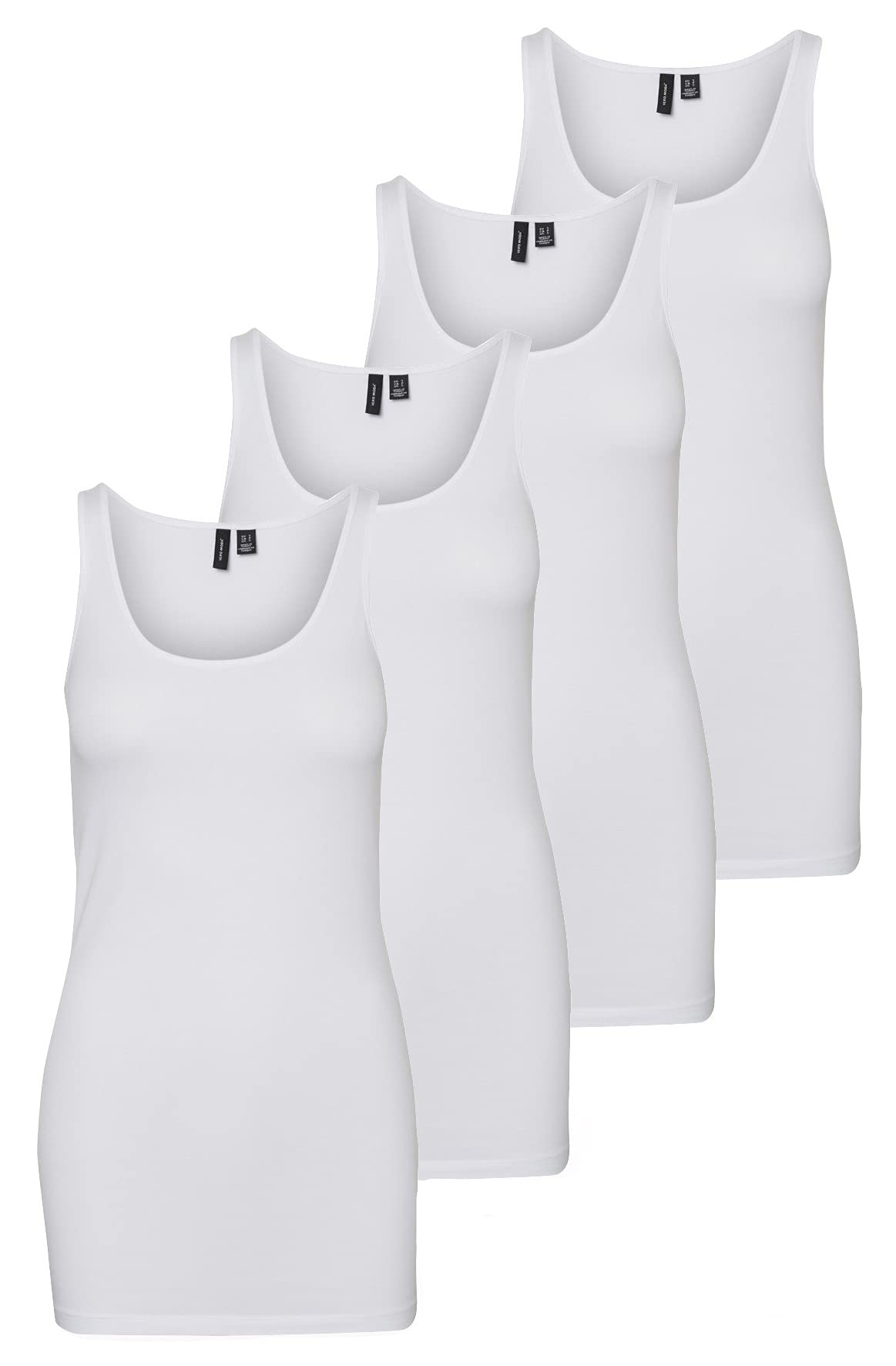 VERO MODA Women's top White Pack of 4 (4 x Bright White), M