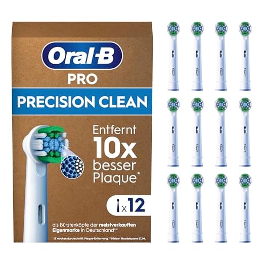 Oral-B Pro Precision Clean Aufsteckbürsten — ORIGINAL Zahnbürstenaufsatz für Elektrische Oral-B Pro Zahnbürsten — Ersatzbürsten, Bürstenköpfe — Weiß, 12 Stück