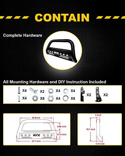 Kyx Bull Bar For 1999-2006 Chevy Silverado 1500/Gmc Sierra 1500, For 2000-2006 Tahoe/Suburban, 2002-2006 Avalanche 1500, 3" Brush Push Grille Guard Front Bumper #TOP6