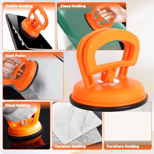 Image of Car Dent Puller, 3 Pack Car Dent Puller, Dent Remover Tool for Car Paintless Dent Repair Kit and Suction Cup Dent Puller for Glass, Screen, Tiles Lifting and Objects Moving (Orange+Black)