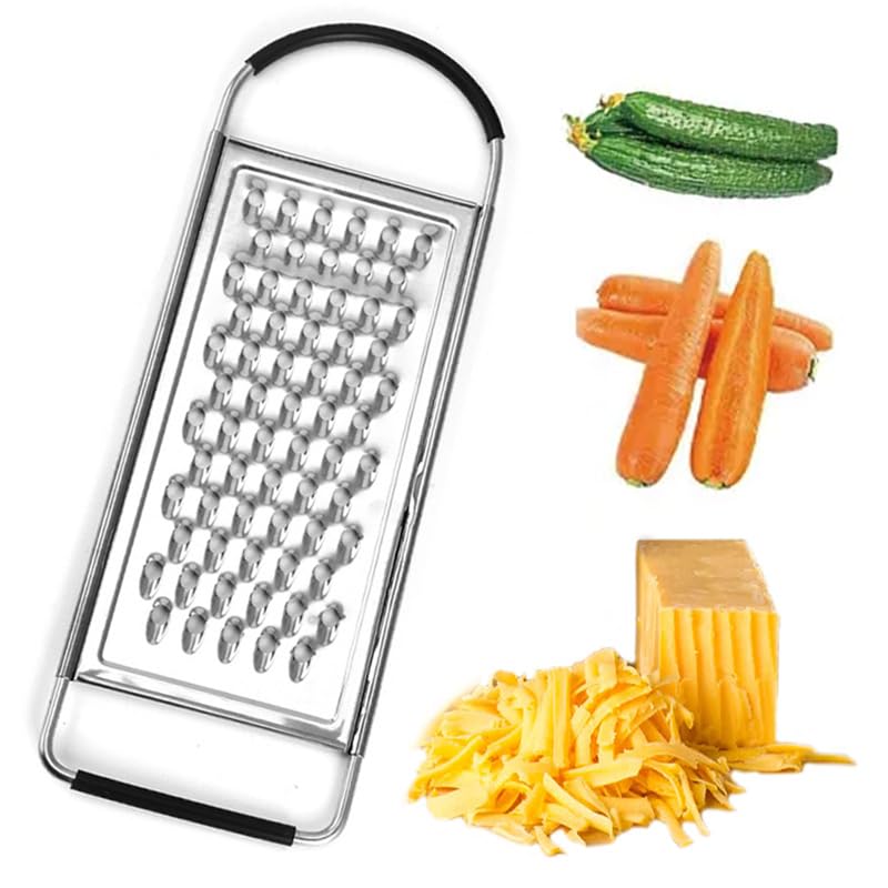 1 paquete de rallador de queso, rallador de queso de acero inoxidable de mano, rallador de alimentos con mango antideslizante, ralladores para cocina, queso, papa, verduras (1 unidad)