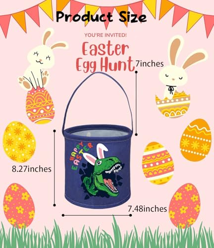 Image of Dinosaur Basket Kids Storage Basket Baby Gift Basket Rectangular Cute Toy Storage Bin Box Organizer Book Shelf Basket Dinosaur Room Decor(Easter Dinosaur)