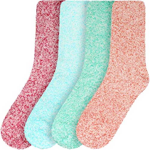 Image of BambooMN Women's Fuzzy Warm Feather Soft Socks - Value Packs