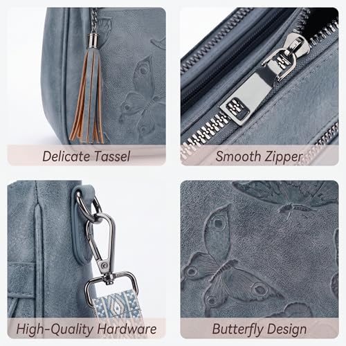 Image of BELTANA Crossbody Bags for Women Trendy Vegan Leather Hobo Purses Medium Butterfly Cross Body Purse with Wide Strap | Adjustable Strap