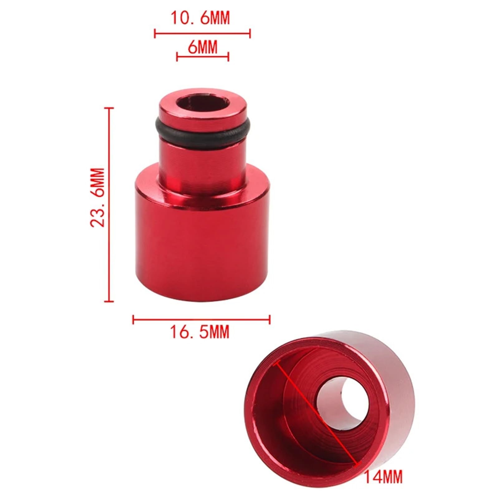 4 sztuki wyścigowych wtryskiwaczy paliwa Top Hats Adaptery kompatybilne z wtryskiwaczami Hondy Civic i Acury RDX do silników B16 B18 D16Z D16Y FP-1047(Red)