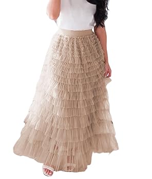 Amazon.com: Women Tulle Long Skirt High Waist Layered Mesh