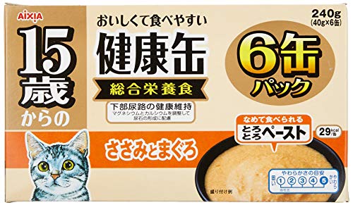 健康缶 15歳からの 健康缶 6缶パック ささみとまぐろ とろとろペースト 240グラム(40g×6缶) ×12個 (まとめ買い)のサムネイル