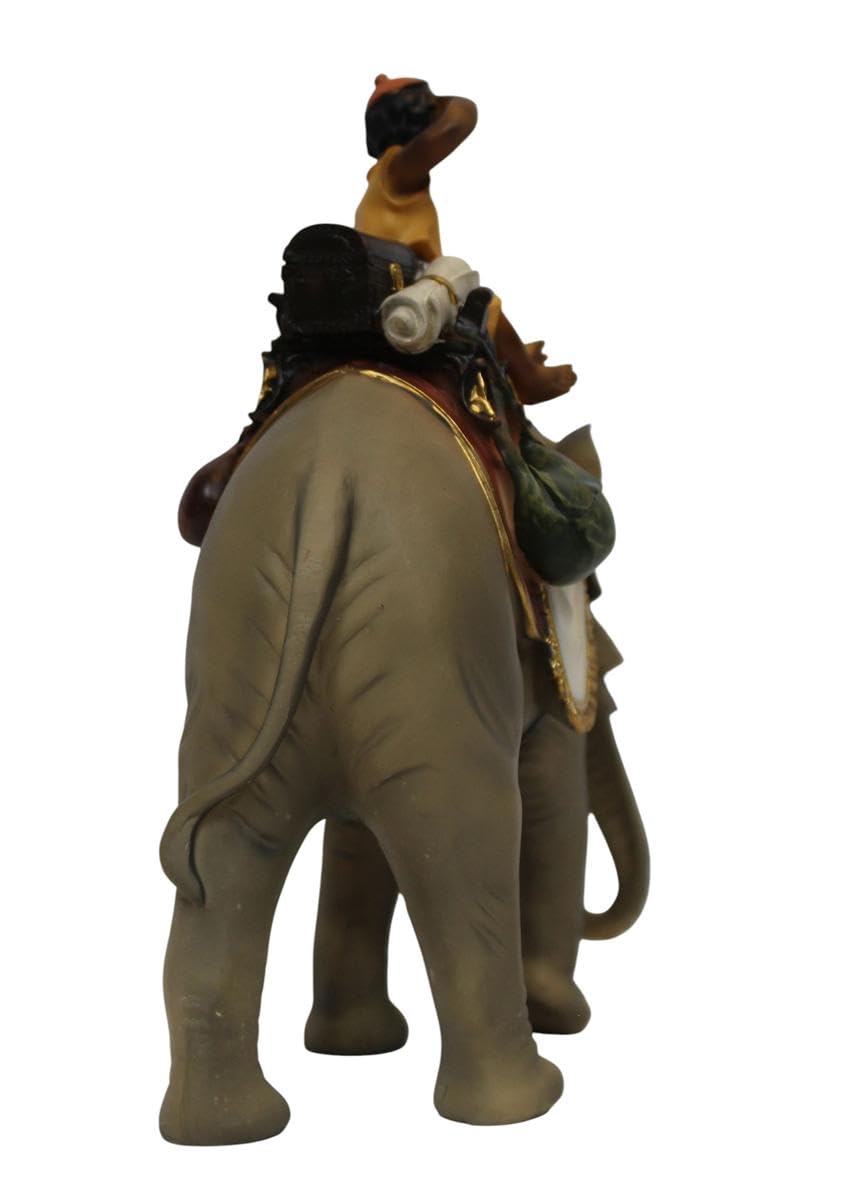 ZICOM Krippenfigur Miniaturfigur Miniatur Elefant mit Mohr Höhe 18,2cm handbemalt Polyresin, Modellbau Puppenhaus Miniaturlandschaft