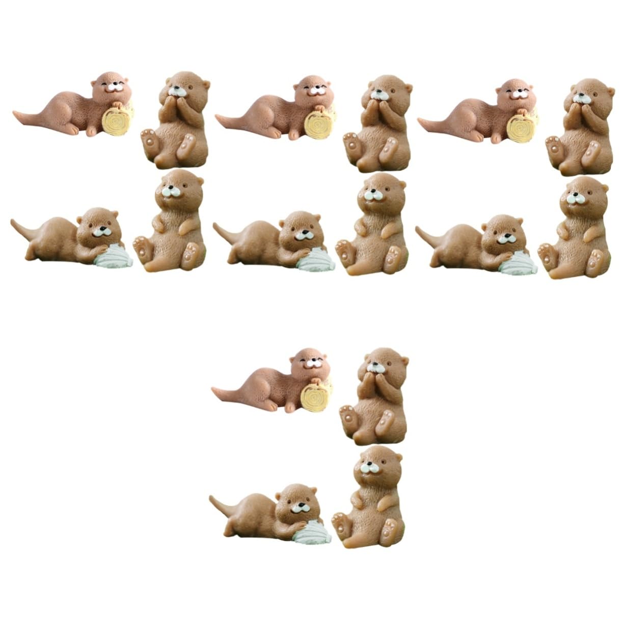 4 Otter Figuren Aus Harz - Süße Miniatur Deko Für Feengärten