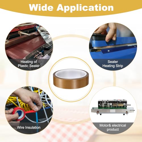Image of PATIKIL High Temperature PTFE Tape 1 Inch x 33 Feet, PTFE Coated Fiberglass Adhesive Tape for Vacuum Sealer Machines Hand-Impulse Sealers Insulation, Brown