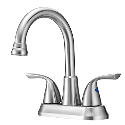 Bathroom Faucets, Faucet for Bathroom Sink 4 Inch 2 Handle Centerset, Bathroom Sink Faucet 3 Hole, Lead-Free, Brushed Nickel Faucets for Bath Vanity Fixtures (Not Include Hot & Cold Water Lines)