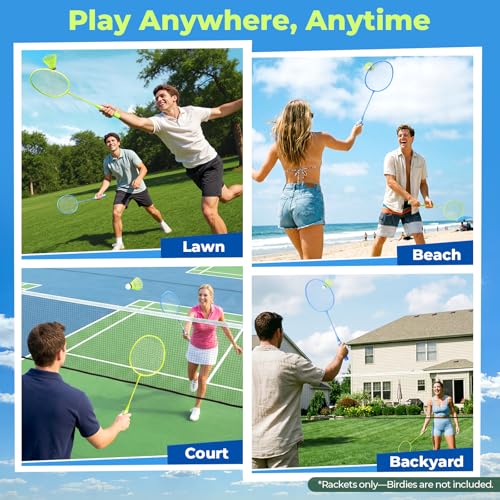 Image of AboveGenius Badminton Rackets Set of 2, Lightweight Badminton Set for Outdoor Backyard Games, Portable Racquet for Family Beginners Adults and Teens