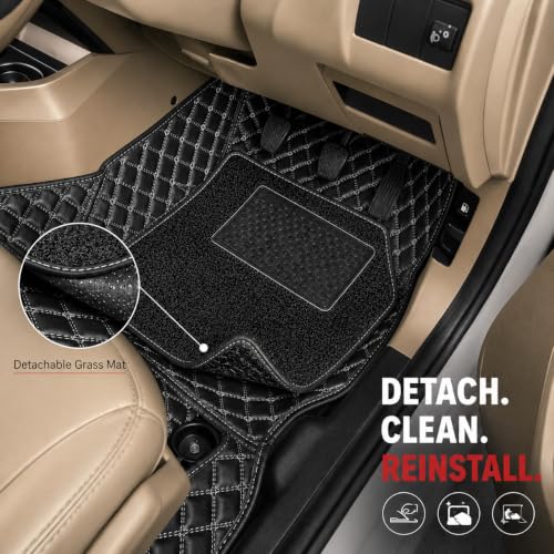 Image of 7D Car Floor Mat for Maruti Suzuki Fronx 2023-2026 | Black Silver