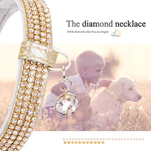 Image of Cat Collar, Dog Collar, [Bling Rhinestones] Adjustable Collars for Small Dog and Cat Small Gold