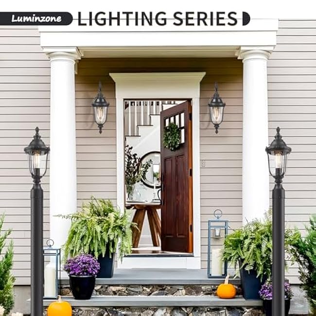 Outdoor Wall Light Fixture Black Porch Lights Outside Wall Mounted Lighting Clear Glass Shades Exterior Waterproof Lanterns Modern Outdoor Wall Sconces for Home, Yard, Patio