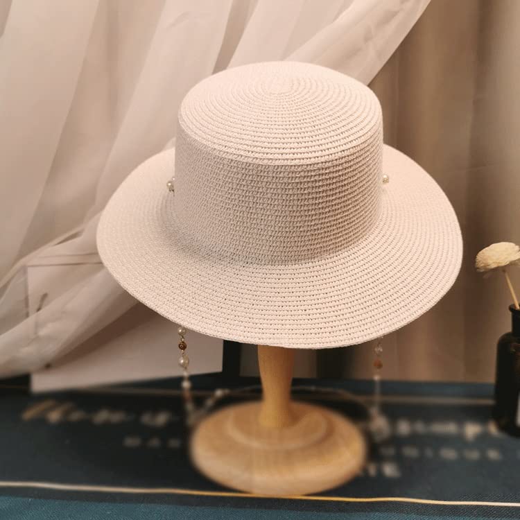 misaharada パール　麦わら帽子 Amazon.co.jp: WXBDD 夏の女性の帽子パールチェーンフラットトップ