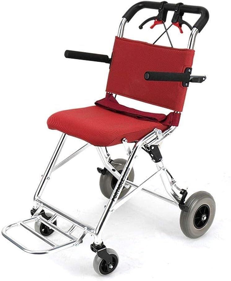 DFJU Sillas de Ruedas Silla de Ruedas Plegable Espuma de Alta Densidad Liviana Pasamanos para escaleras mecánicas Silla de Ruedas Caña de Viaje cómoda Adecuada para Personas Mayores con discapaci