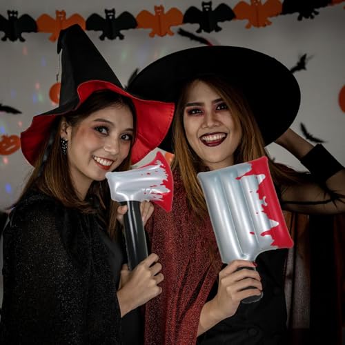 QINQINZIJIN Halloween Fake Messer Aufblasbare Waffe mit Blut, Halloween Waffe Aufblasbare Axt Hackebeil, 3 Stück Aufblasbares Axt Aus PVC, Hallowee- Prank Artikel, für Cosplay Psychopath Gruselparty