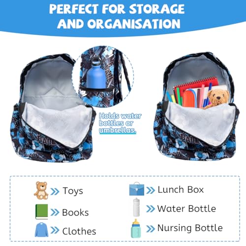 Treer Kids Backpack,3D Football Print School Bags,Toddler Backpack for 2-5 Years Old, Lightweight and Breathable Children's School Bags for Girls/Boy, (27 * 22 * 13cm) Blue - Image 3