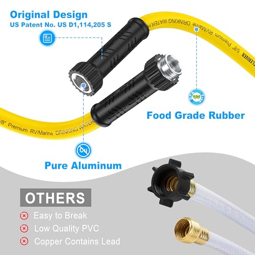 Image of RV Drinking Water Hose 50FT with Storage Bag, 5 /8 inch Premium Fresh Water Hose for RV, Camping, Marine, Trailer and Truck, BPA Free, Anti-Kink and Leak-Free, Drinking Water Safe