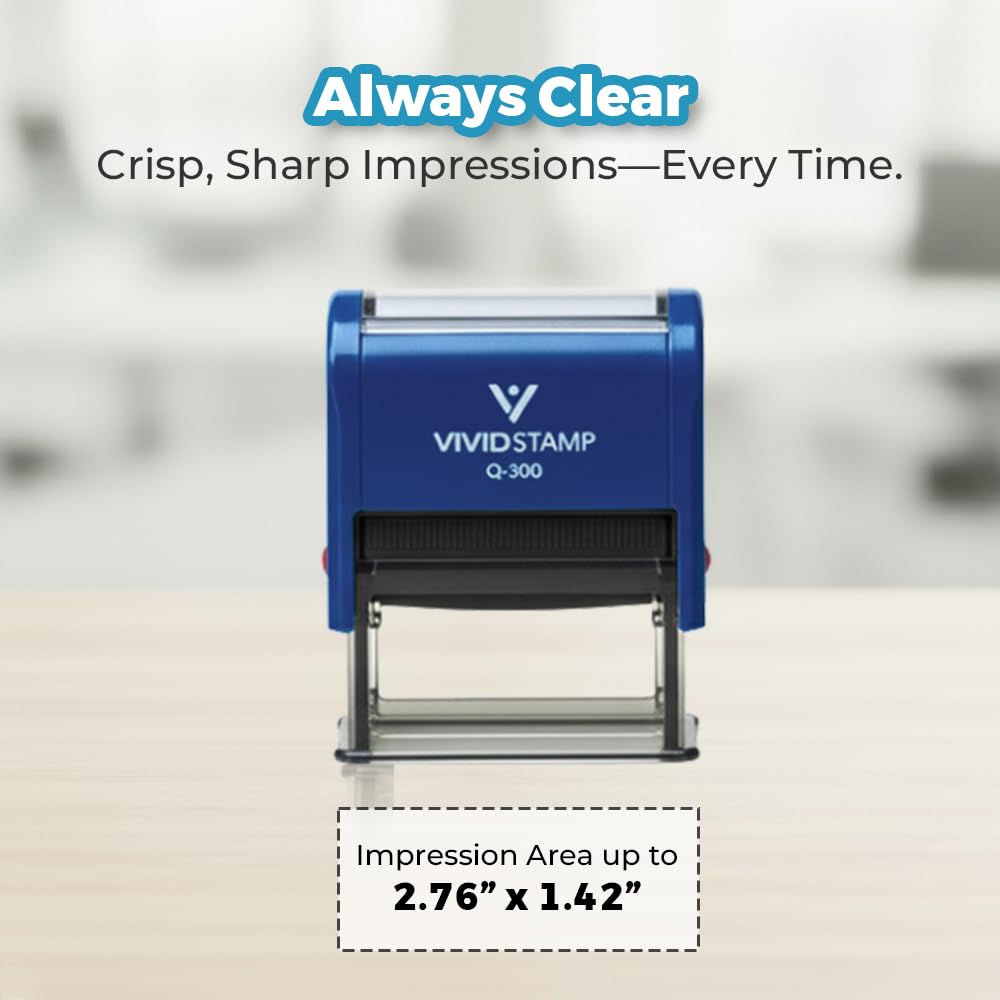 Accettato self inchiostrazione timbro di gomma 3/4" x 1-7/8" - Large Blue