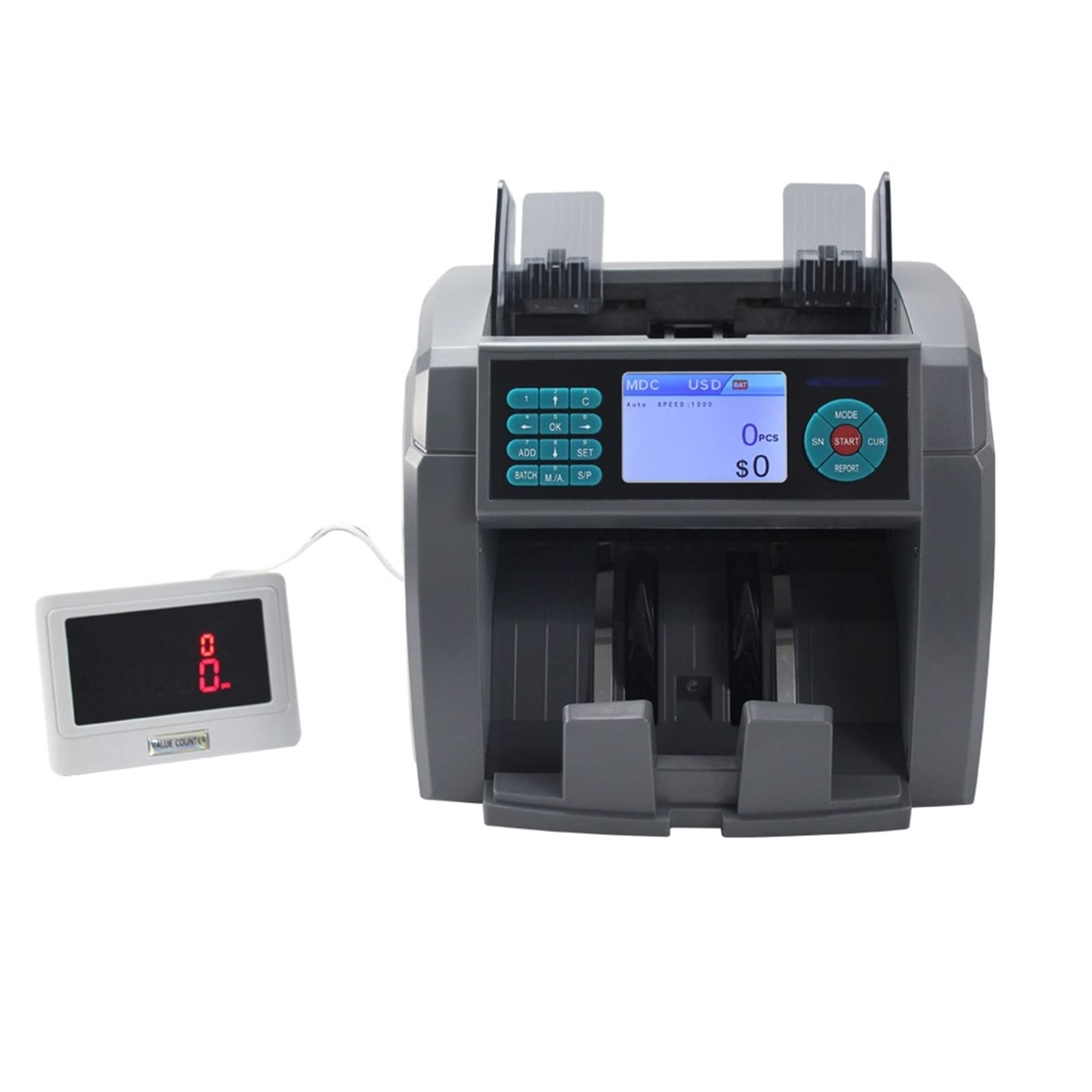 2 Cis Money Counter Machine Mix Value Counter Counterfeit Money Detector for 8-12 Kinds Currencies Sorting and Counting for Peru Pesos Money Counter(with Display)