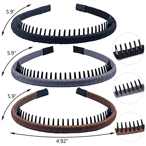 Lapohi 3 Pcs Headbands For Women Fashion Hair Band Non Slip With Teeth For Curly Hair, Comfortable Hair Hoop For Adult, 3 Colors #TOP2
