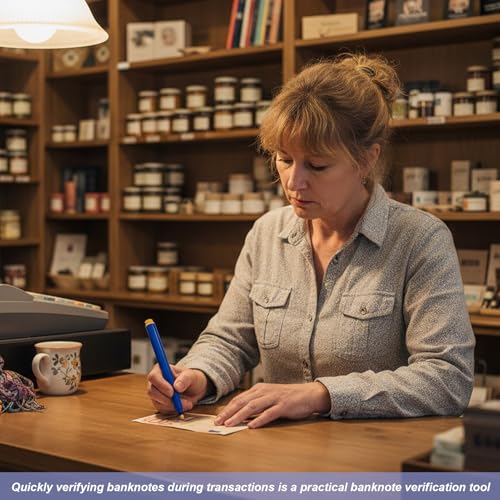 Blaue Geldscheinprüfer Stift, Geldprüfstift,Falschgeld Prüfer Stift,Kompatibel Mit Verschiedenen Banknoten,Darunter Usd,Eur,Gbp, Jpy Und Krw (5er-Pack)