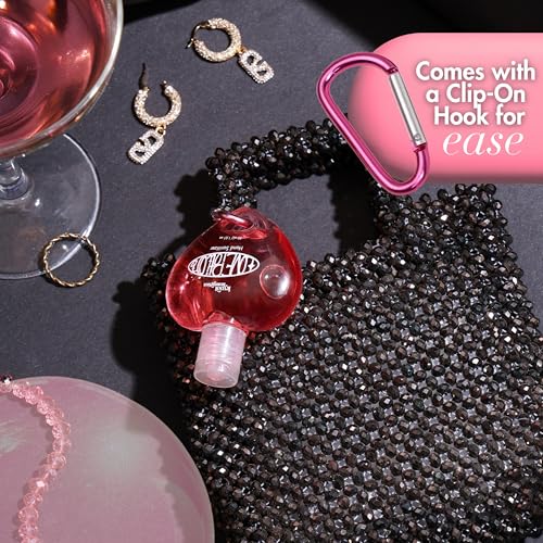 Image of Love Potion Hand Sanitizer Gel 30 ml | 85% Alcohol & 99% Protection - with Aloe Vera and Rose Extract | Cute Sanitiser Small with Clip-On Attachment | Hand Sanitizer Pocket Size