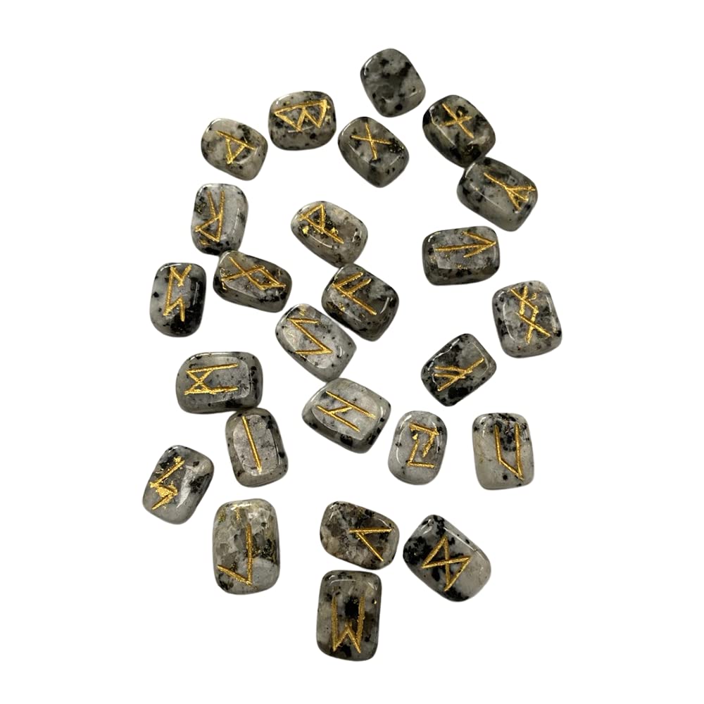 VIE Rune Set with Pouch, 1-2cm, Rainbow Moonstone