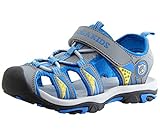 DADAWEN Boy's Girl's Outdoor Athletic Strap Breathable Closed-Toe Water Sandals (Toddler/Little Kid/Big Kid) Blue US Size 10 M Toddler