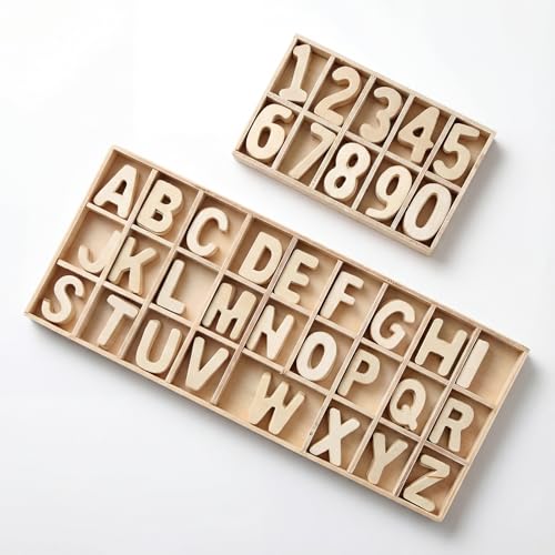 180 Stück Kleine Holzbuchstaben zum Basteln und Holzzahlen Set A-Z Holzbuchstaben Scrabble Alphabet und Holzzahlen 0-9 für Basteln Hochzeit Weihnachtsdekoration Scrabble Home Deko
