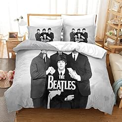 The Beatles Ensemble De Literie De 3D , Ensemble De Housse De Couette en Microfibre Confortable Et Doux De 3,Fermeture… - Les Beatles, Paul McCartney, John Lennon, RIngo Starr, George Harrison