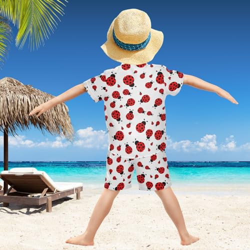 Image of visesunny Funny Boy's 2 Pieces Shirt and Short Set Casual Shirts Short Sleeve Beach Shorts Summer Outfits for 3-10 Years Kids
