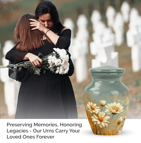 Image of Flower Urn Small Keepsake - Urns for Burial In Ground - Funeral Urns for Women - Cremation Urn for Adult Ashes Men (Size-3inch,1pcs)
