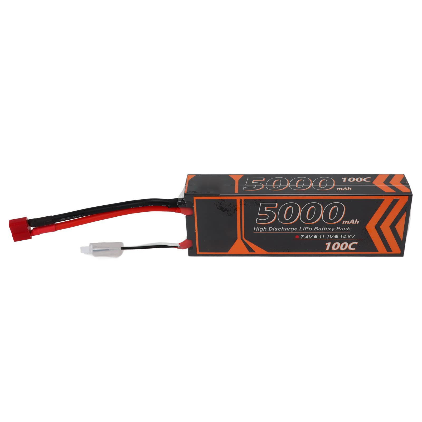 Alomejor Batteria Lipo RC 7.4V 5000mAh 2S 100C, Batteria Lipo Rigida con Spina Rossa a Forma di T per Quadricottero RC Modello FPV Racing