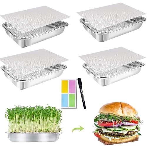 TCYPUHL Stainless Steel Sprouts Growing Kit 4-Tier 14 inch Trays,