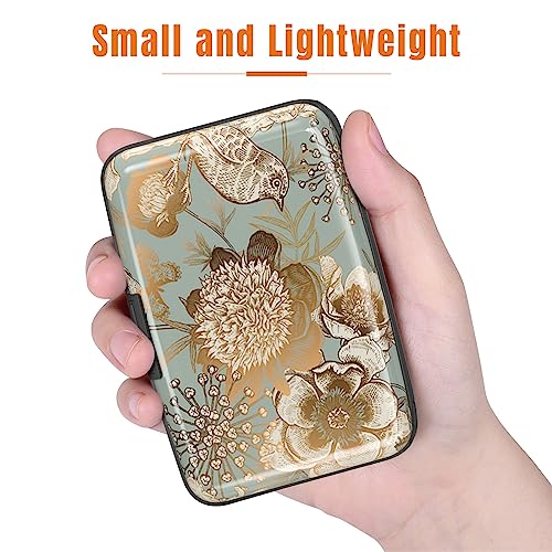 Image of Rimilak Aluminuml Credit Card Holder, Mini Credit Card Wallet RFID Blocking Slim Metal Hard Case for Women Men, Butterfly Flower
