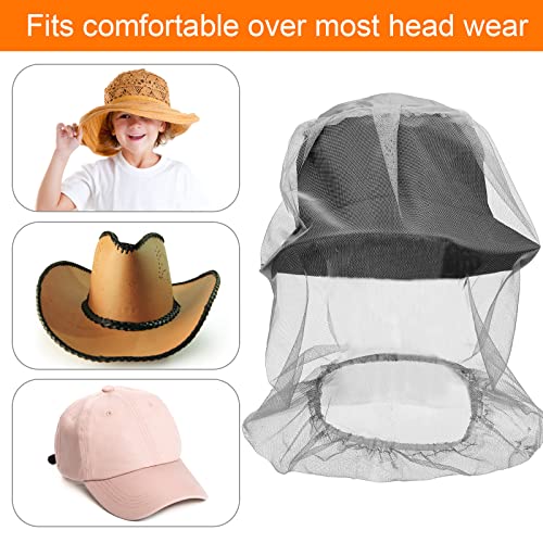 Image of Funtery 12 Pcs Mosquito Net Hat Face Netting Head Mesh Face Fly Netting Hood Protecting Sun and Fishing Hat Net for Men Women(Gray)