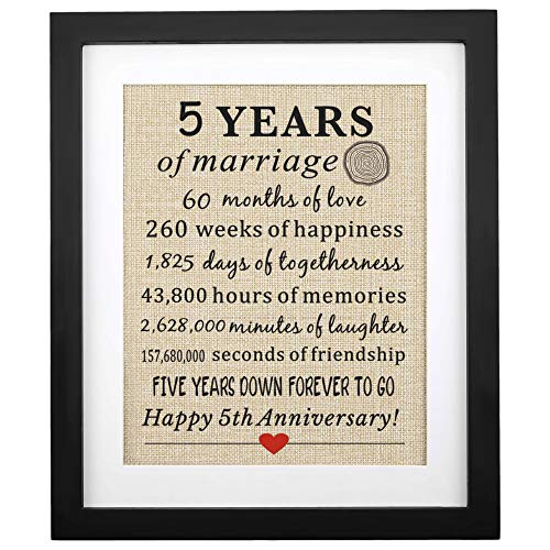 Corfara Framed 5Th Wedding Anniversary Burlap Gift 11 Inch W X 13 Inch H cover