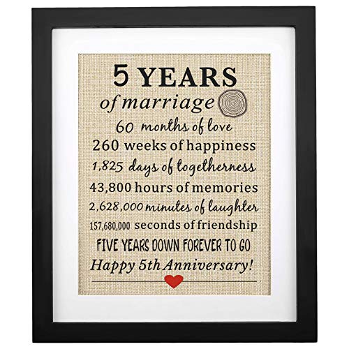 Corfara Framed 5th Wedding Anniversary Burlap Gift 11