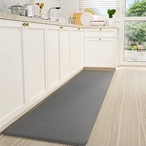 Color&Geometry Kitchen Rugs, Kitchen Runner Rug Kitchen Floor Mat, Cushioned Anti-Fatigue Kitchen Mat, Non Slip Waterproof Comfort Standing Padded, Memory Foam Kitchen mat, 17″x79″, Grey