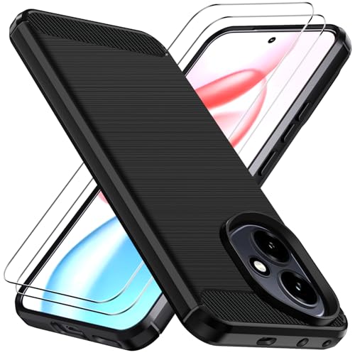 ivoler Funda para Honor 400 5G con 2 Piezas Cristal Templado, [Protección Militar] Carcasa Protectora Antigolpes, Fina Suave TPU Silicona Caso Anti-Choques Antihuellas Case, Negro