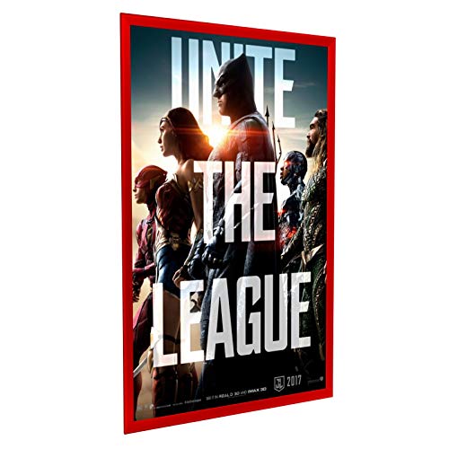 Snapezo Movie Poster Frame 27X40, Red, 1.25 Inch Aluminum Profile, Front-Loading Snap Frame, Wall Mounting, Professional Series For One Sheet Movie Posters #TOP2