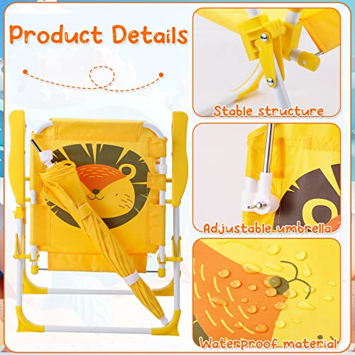 Wesiti Beach Chair With Umbrella Children's Beach Umbrella Camping Chair Kids Outdoor Beach Chair (Yellow, Lion) #TOP4